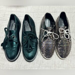 Women's Metallic Green and Silver Shoes